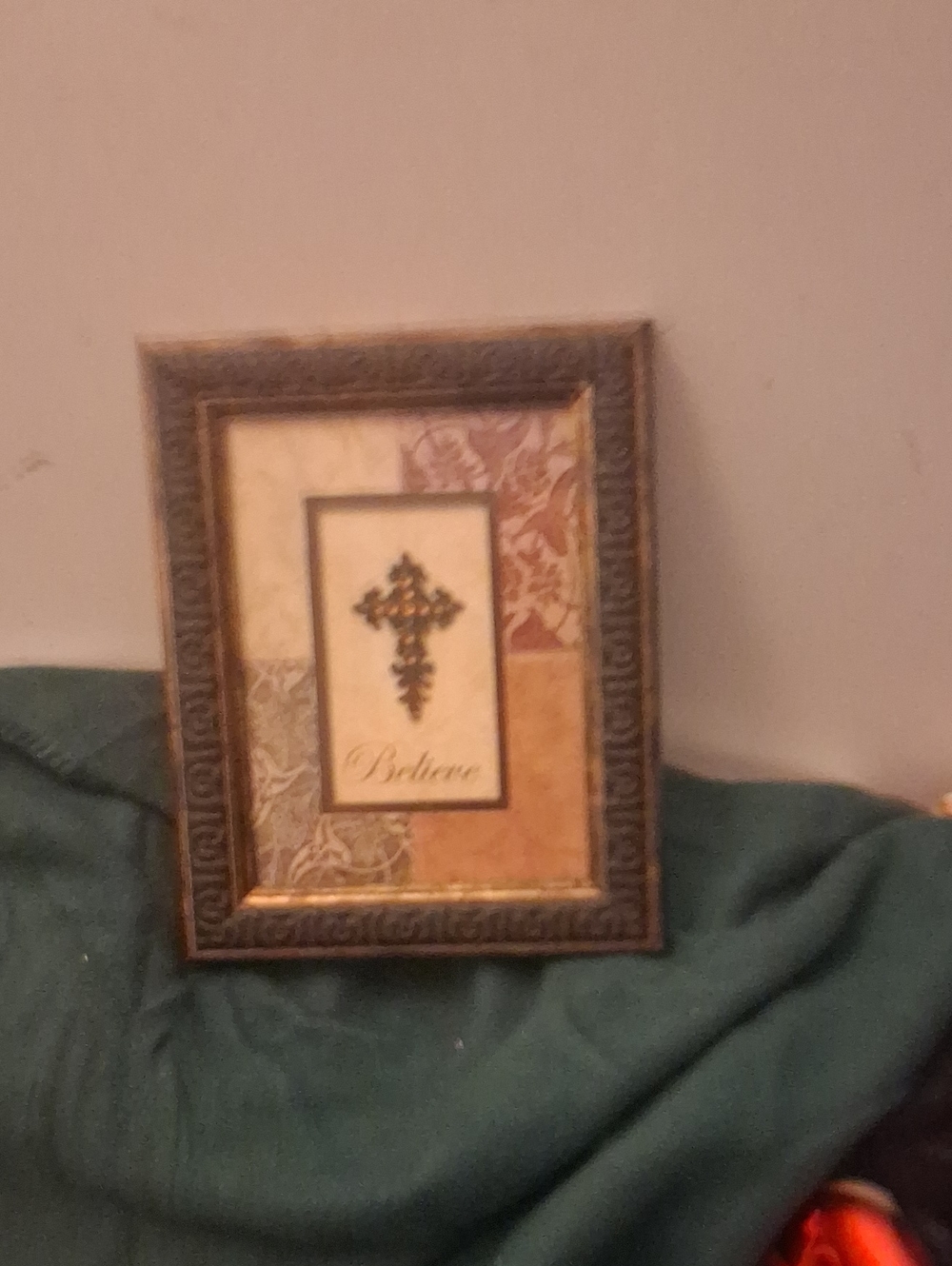 Home Interiors Brown and Gold Accent Framed Cross Artwork